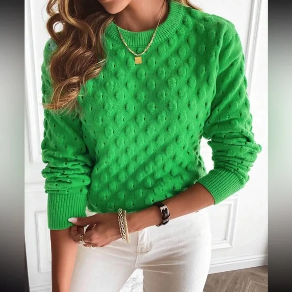 Luxe popcorn knit sweater top - Picture 1 of 16